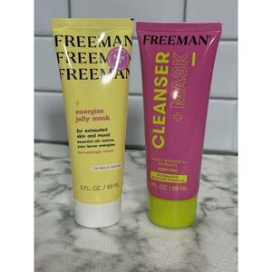 Freeman Jelly Mask Energize Lemon + Cleanser Mask AHA Set 3oz NEW